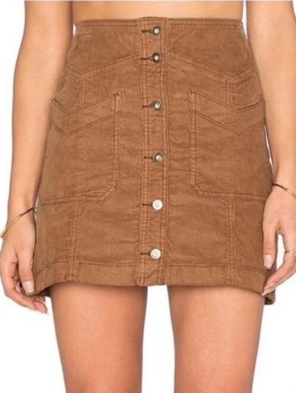 Free People Tan Corduroy Mini Skirt